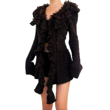 Load image into Gallery viewer, Ruffly Chocolate Brown Cardigan
