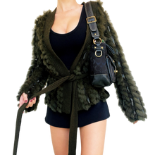 Load image into Gallery viewer, Furry Moss Green Knit Cardigan
