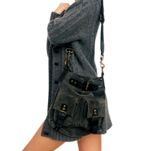 Load image into Gallery viewer, Gray Suede Leather Cargo Bag
