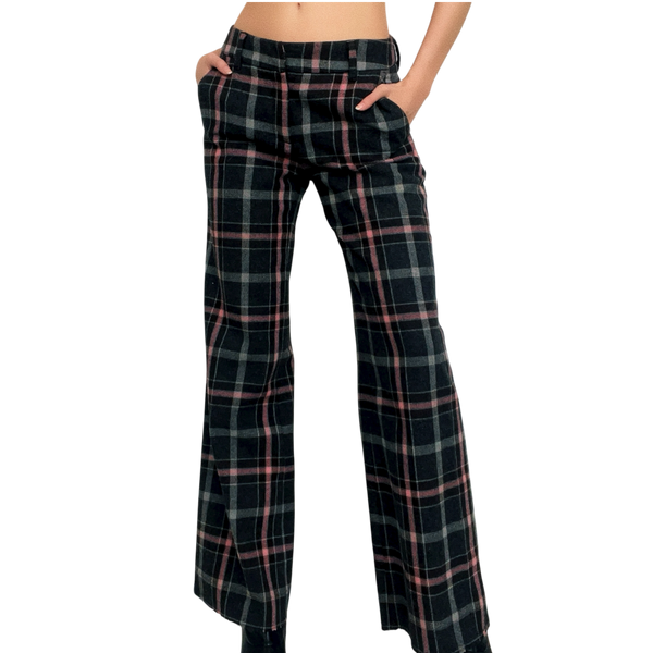 Benetton Plaid Wool Trousers
