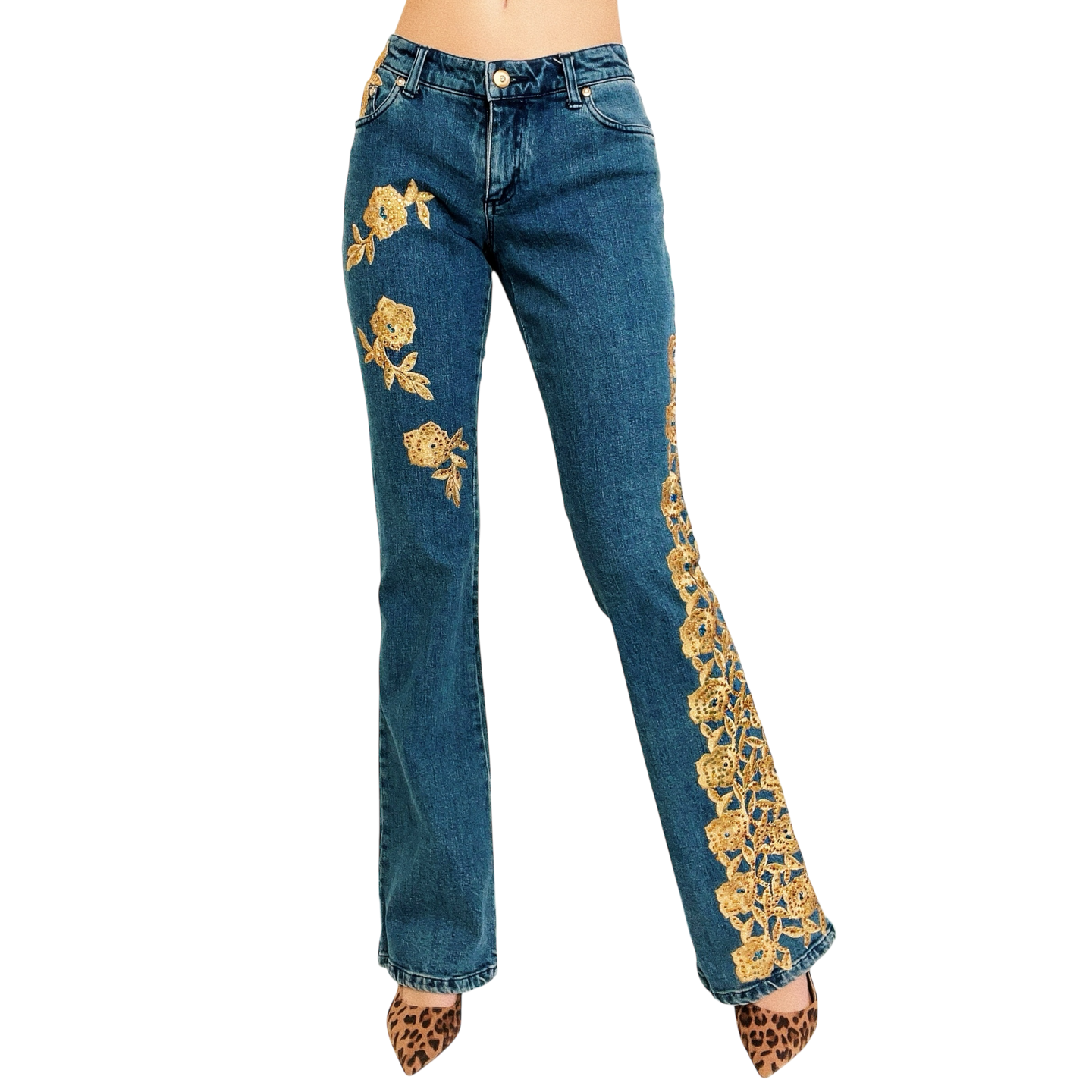 Caché Gold Embellished Jeans