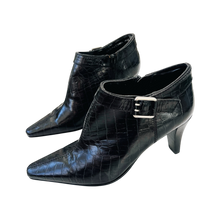 Load image into Gallery viewer, Black Leather Croc Booties
