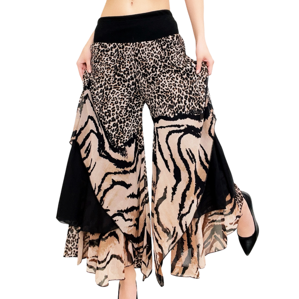 Silk Animal Print Palazzo Pants