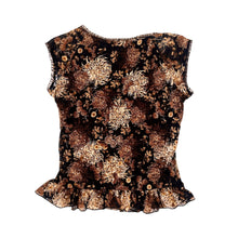 Load image into Gallery viewer, Vintage Brown Floral Hook Front Top
