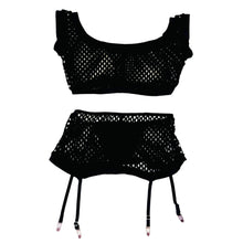 Load image into Gallery viewer, Black Mesh Lingerie Set
