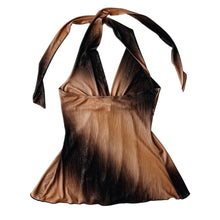 Load image into Gallery viewer, Brown &amp; Tan Rhinestone Halter Top
