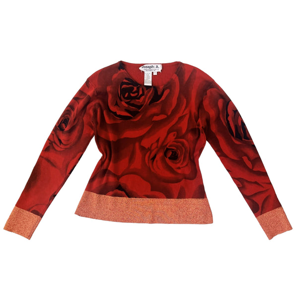 Silk Knit Rose Sweater