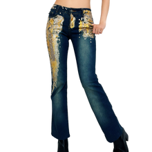 Load image into Gallery viewer, Early 2000s Gold Embellished Jeans
