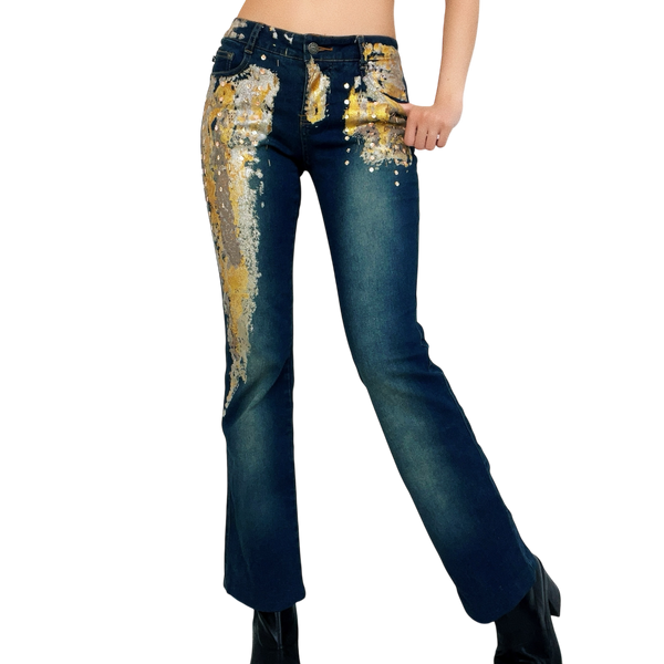 Early 2000s Gold Embellished Jeans