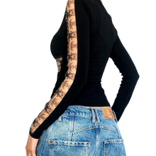 Load image into Gallery viewer, French Vintage Lacy Black Top
