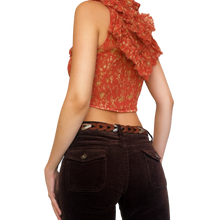 Load image into Gallery viewer, Designer Sheer Silk Ruffle Top
