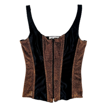 Load image into Gallery viewer, Vintage Black &amp; Gold Corset Top
