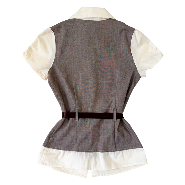 Preppy Layered Look Blouse Top