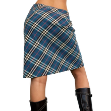 Load image into Gallery viewer, Burberry Vintage Blue Plaid Skirt
