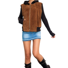 Load image into Gallery viewer, Vintage Suede &amp; Knit Hoodie
