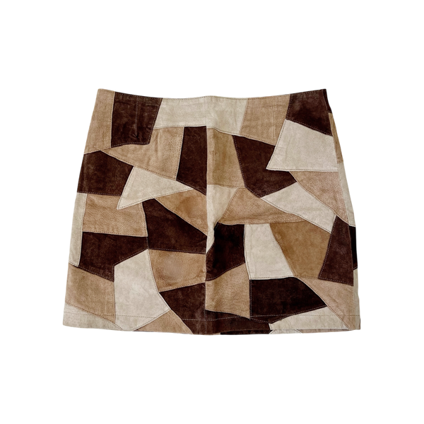 Vintage Patchwork Suede Mini Skirt