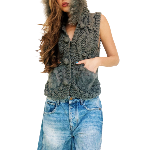 Furry Chunky Knit Vest
