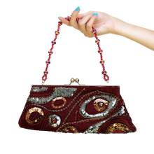 Load image into Gallery viewer, Burgundy Beaded Purse
