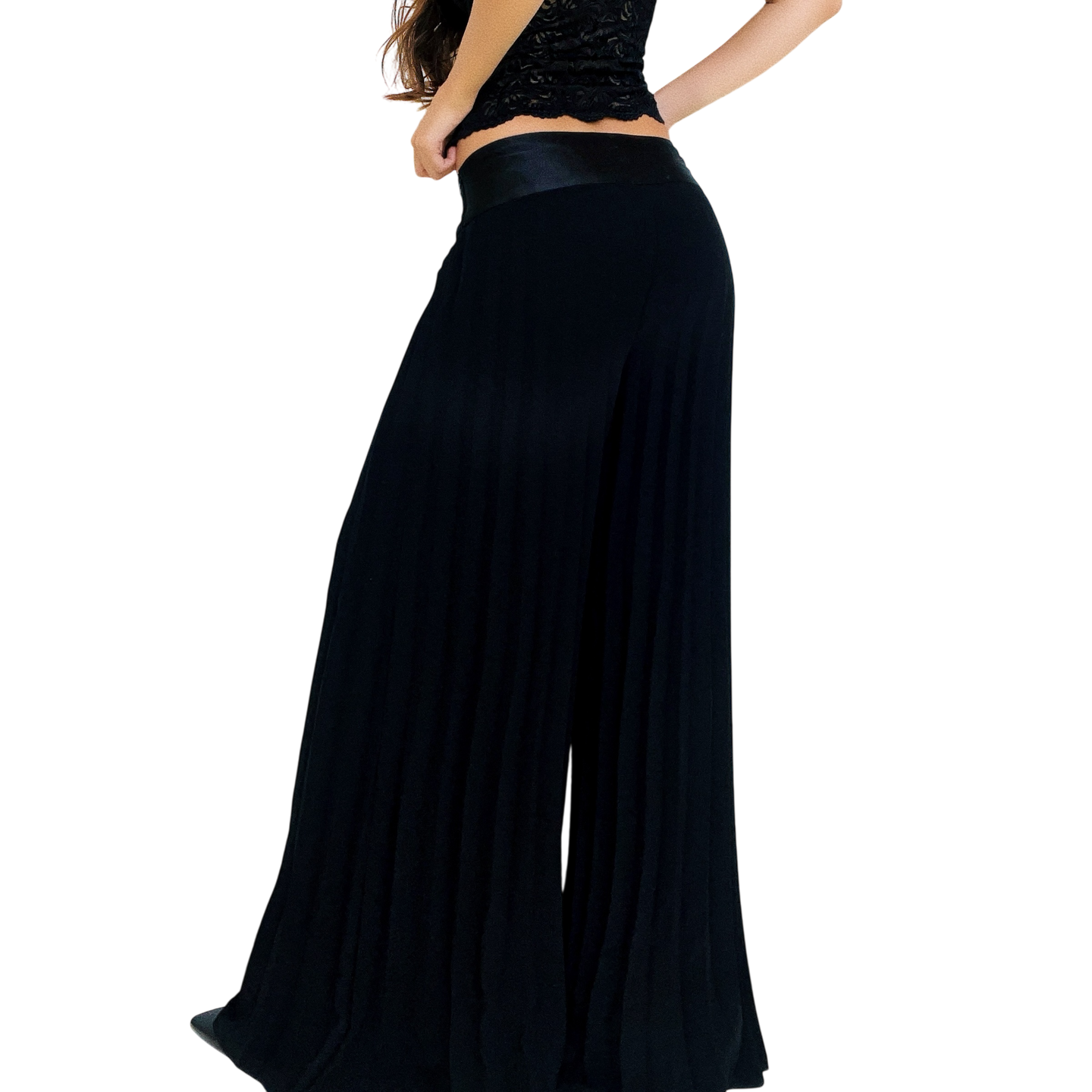 Caché Black Pleated Accordion Pants