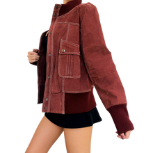 Load image into Gallery viewer, Vintage Brick Red Suede Bomber Jacket
