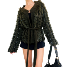 Load image into Gallery viewer, Furry Moss Green Knit Cardigan
