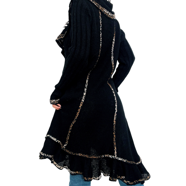 Funky Black Knit Duster Cardigan