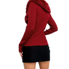 Load image into Gallery viewer, Furry Rhinestone Zip Up Sweater
