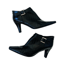 Load image into Gallery viewer, Black Leather Croc Booties

