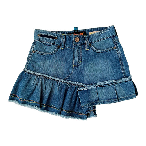 Asymmetrical Denim Mini Skirt