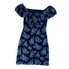 Load image into Gallery viewer, 90s Blue Floral Mini Dress
