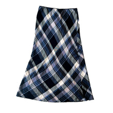 Load image into Gallery viewer, Vintage Black &amp; Blue Plaid Skirt
