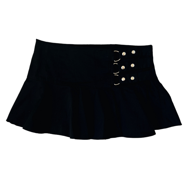 90s Mini Black Wrap Skirt