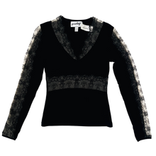 Load image into Gallery viewer, French Vintage Lacy Black Top
