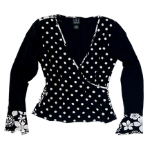 Load image into Gallery viewer, Black &amp; White Mesh Polkadot Top
