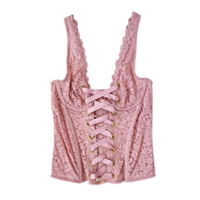 Load image into Gallery viewer, Dusty Rose Lace Corset Top
