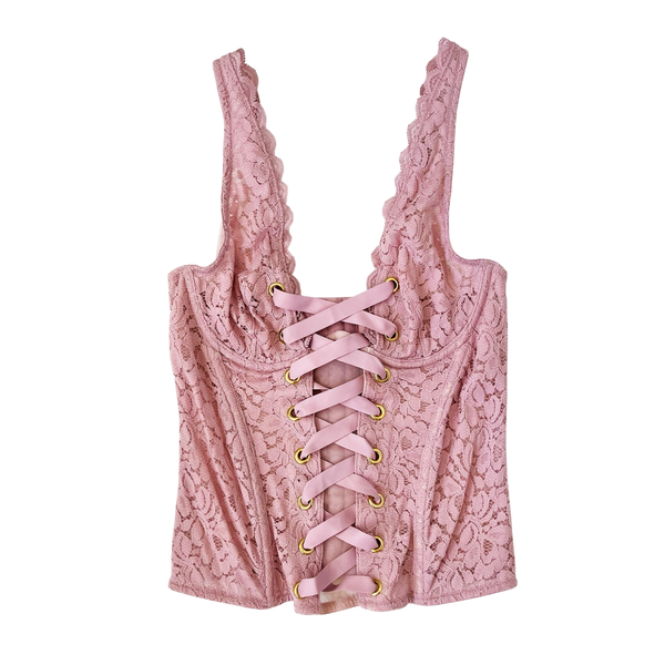 Dusty Rose Lace Corset Top