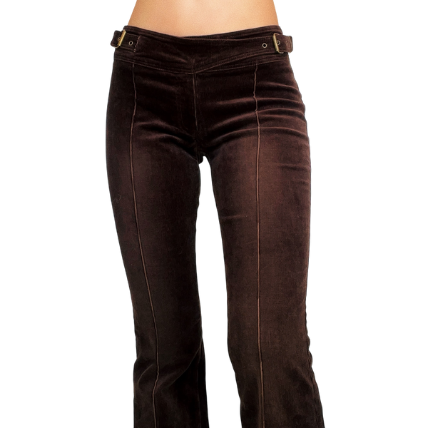 90s Brown Corduroy Buckle Pants