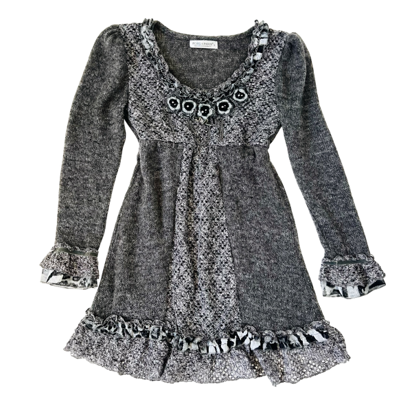 Gray Knit Babydoll Dress