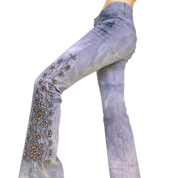 Caché Heavily Beaded Flare Jeans