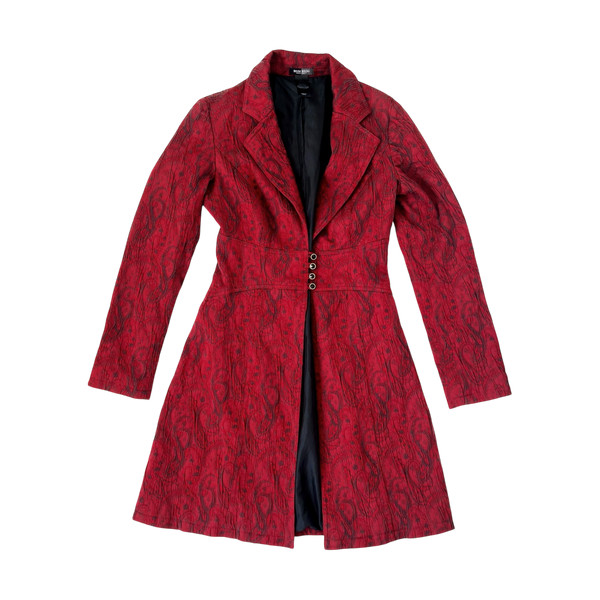 Long Burgundy Brocade Blazer