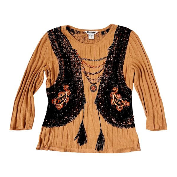 Beaded Western Boho Knit Top