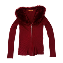 Load image into Gallery viewer, Furry Rhinestone Zip Up Sweater
