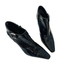 Load image into Gallery viewer, Black Leather Croc Booties
