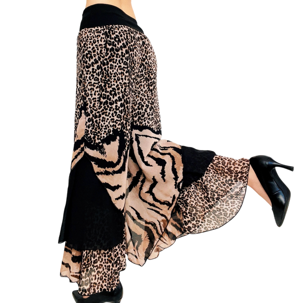 Silk Animal Print Palazzo Pants