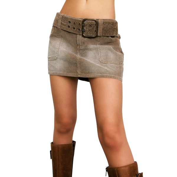 Faded Khaki Corduroy Mini Skirt