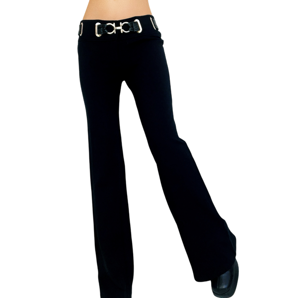 Caché Black Belted Flare Pants