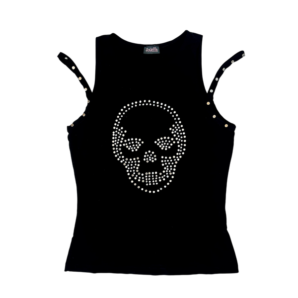 Vintage Rhinestone Skull Top