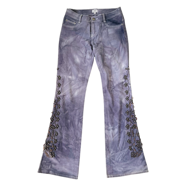Caché Heavily Beaded Flare Jeans