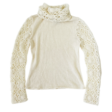 Load image into Gallery viewer, Creamy Intricate Crochet Sweater
