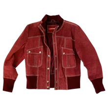 Load image into Gallery viewer, Vintage Brick Red Suede Bomber Jacket
